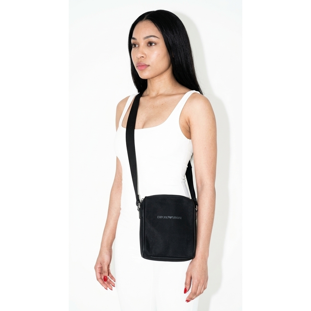 EMPORIO ARMANI PARFUMS BLACK CANVAS CROSSBODY BAG